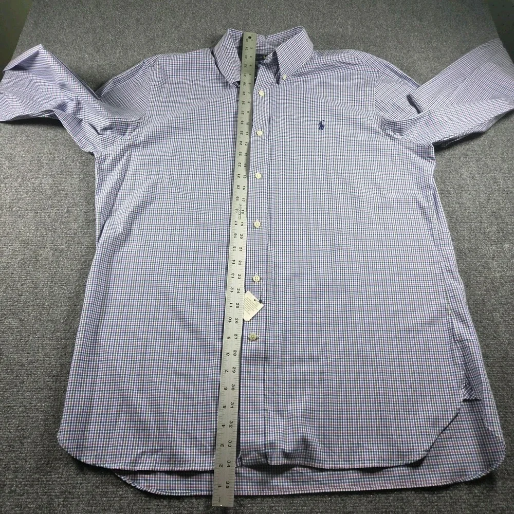 Polo Ralph Lauren Blue Plaid Button Down Custom Fit Dress Shirt 17.5 Pony NWT